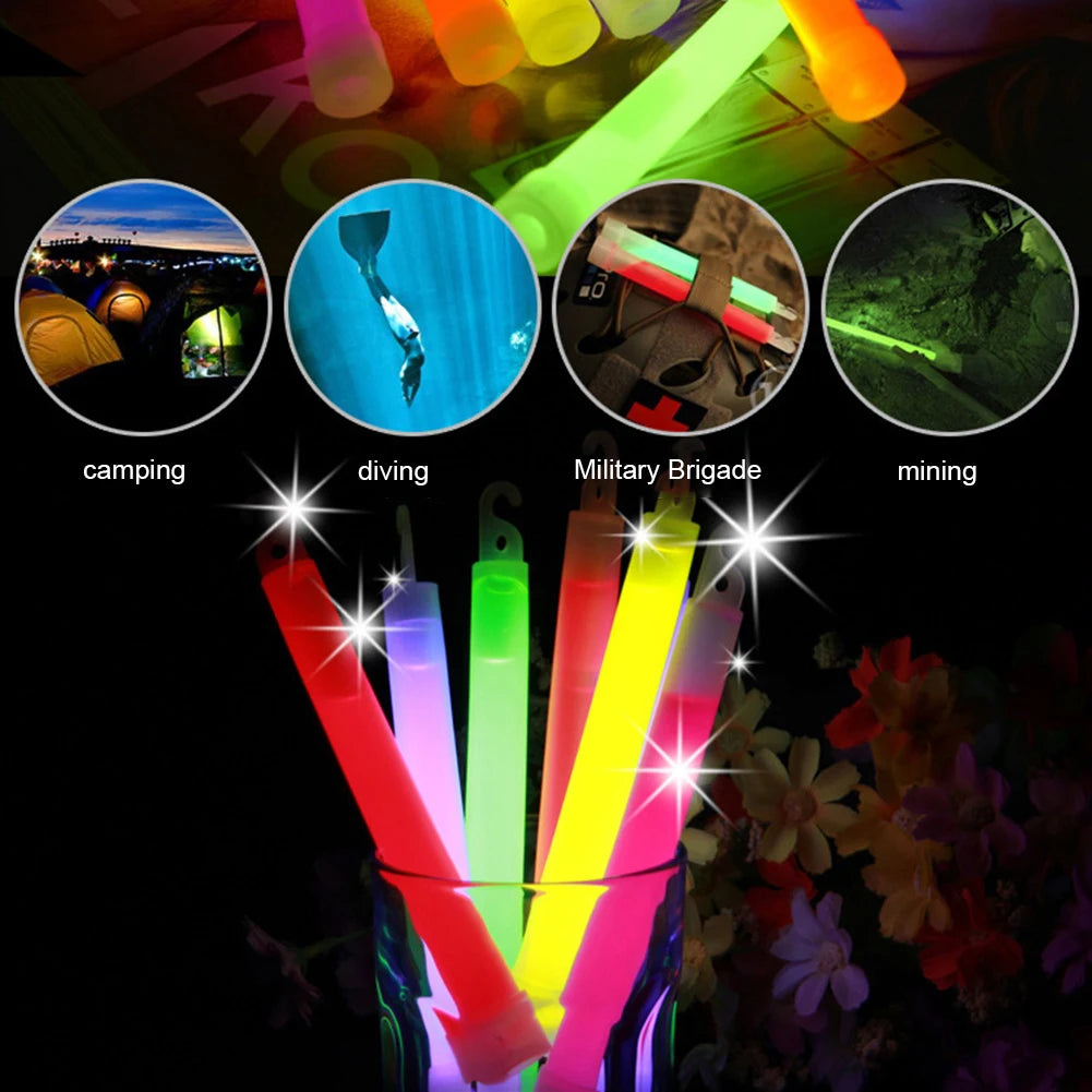 Waterproof Survival Glow Sticks – 5/10PCS  with Hook (Non‑Toxic, 12‑Hour Glow)