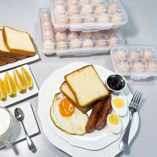 6-Compartment Egg Storage, White Portable Transparent PP Egg Holder for Refrigerator Picnics Hiking, 6 eggs