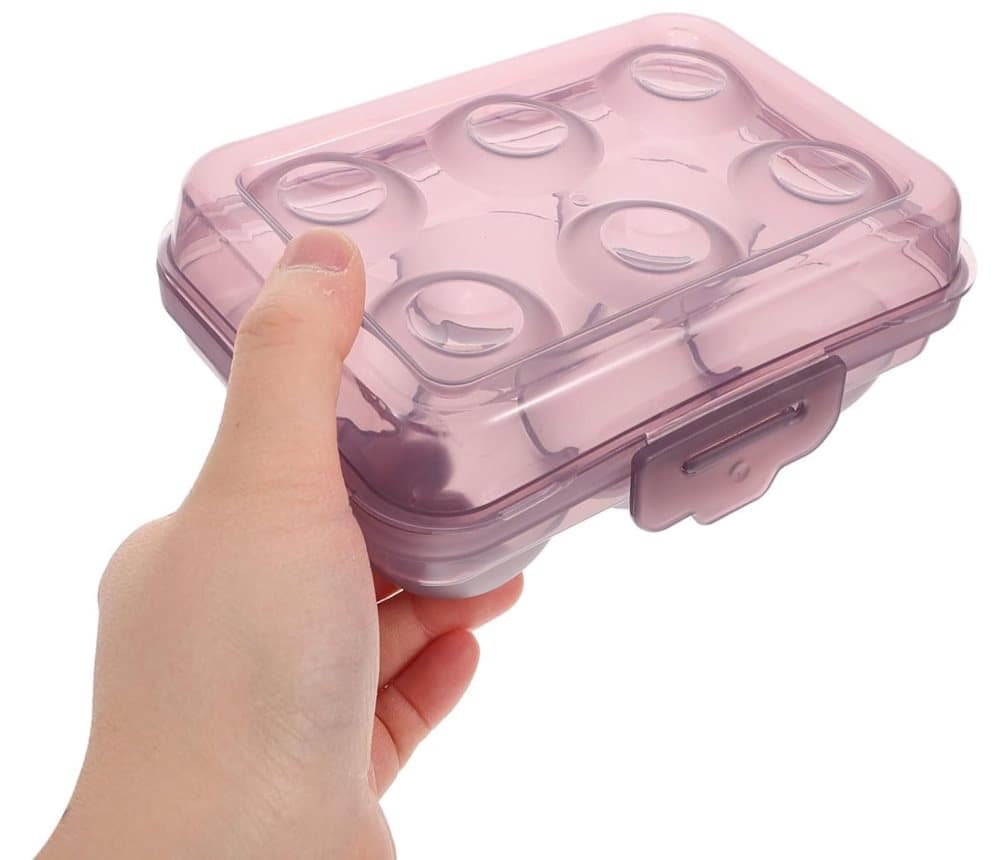 6-Compartment Egg Storage, White Portable Transparent PP Egg Holder for Refrigerator Picnics Hiking, 6 eggs