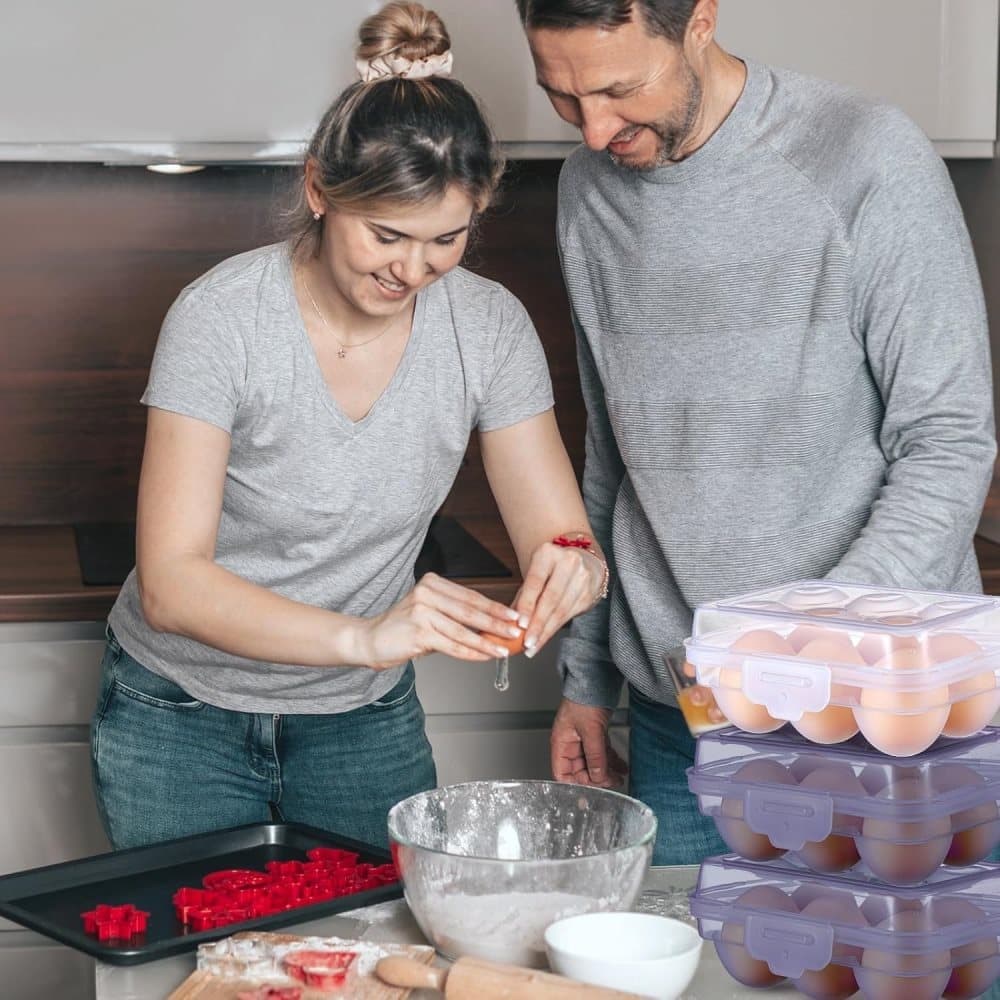 6-Compartment Egg Storage, White Portable Transparent PP Egg Holder for Refrigerator Picnics Hiking, 6 eggs