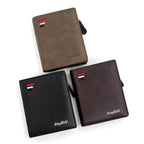 NNEDSZ Dark Brown Men's RFID Blocking Leather Wallet - Slim and Compact Design