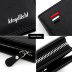 NNEDSZ Dark Brown Men's RFID Blocking Leather Wallet - Slim and Compact Design