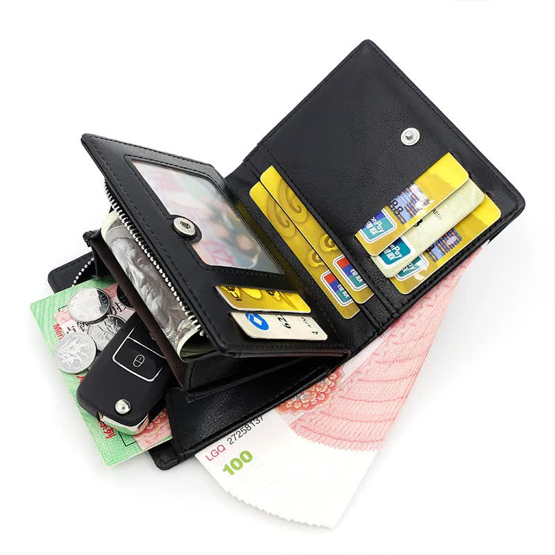 NNEDSZ Light Brown Men's RFID Blocking Leather Wallet - Slim and Compact Design