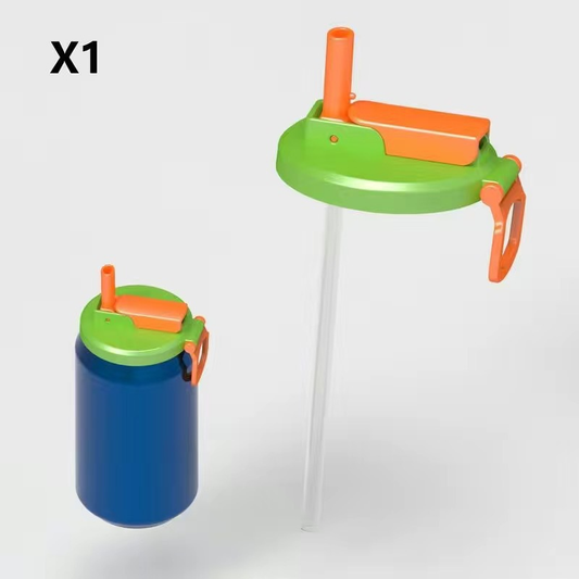 Reusable Soda Can Lid with Straw & Carry Handle