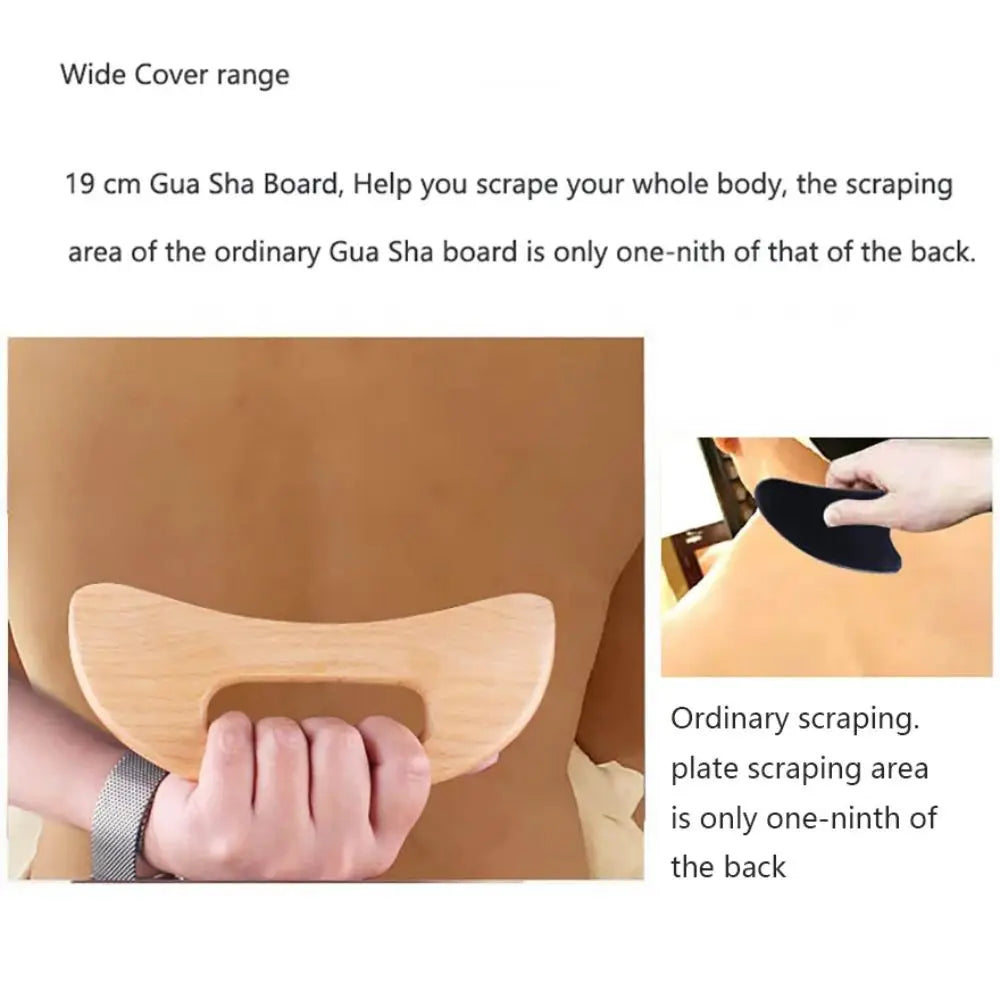 2pcs Wooden Gua Sha Scraping Massage Tool Beech Wood Natural